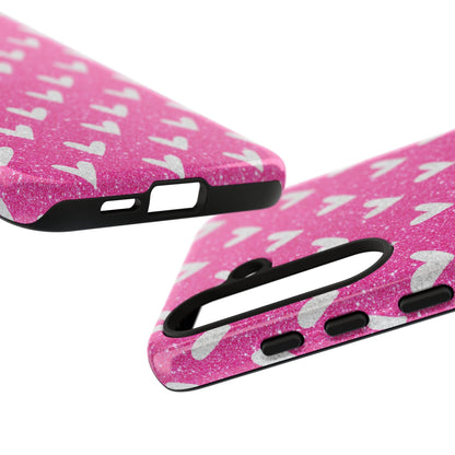 Pink Glitter Hearts Pattern – Samsung Galaxy Case - BOGO Cases