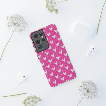 Pink Glitter Hearts Pattern – Samsung Galaxy Case - BOGO Cases