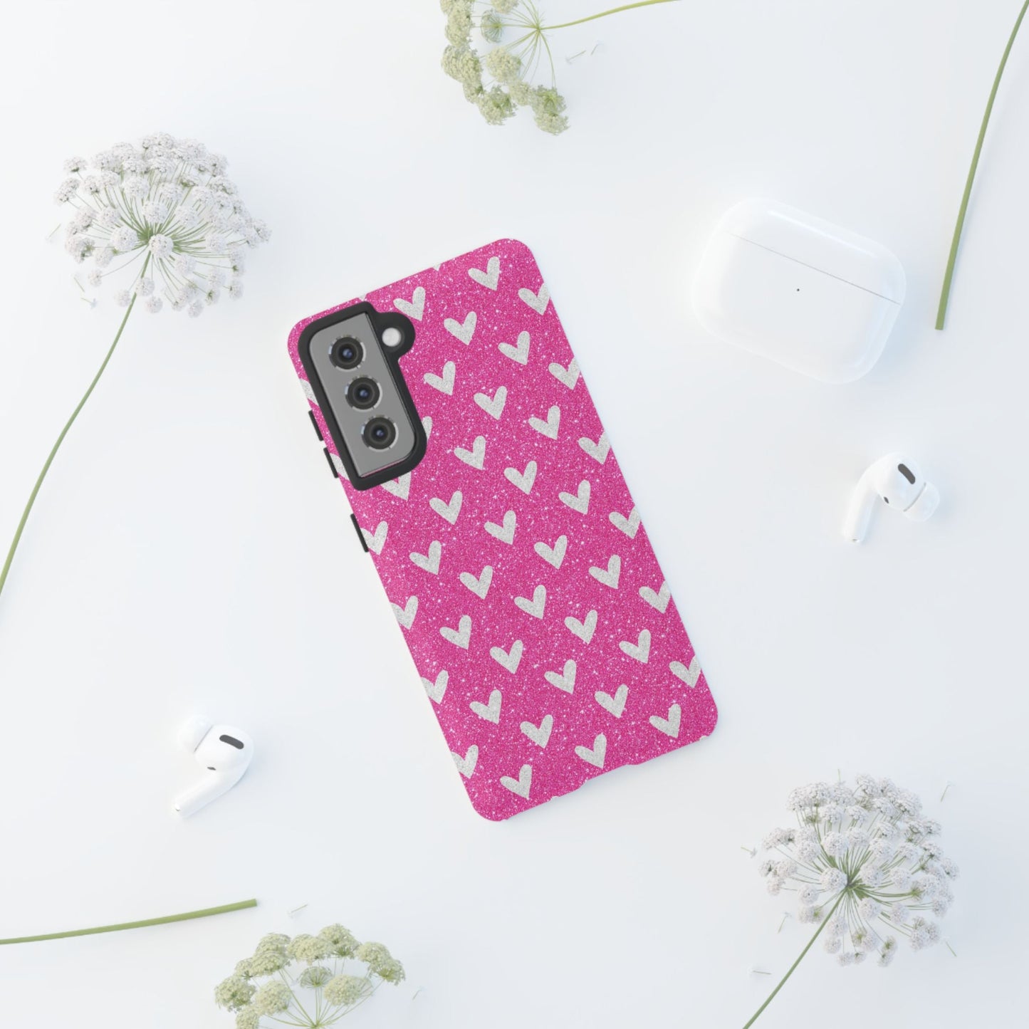 Pink Glitter Hearts Pattern – Samsung Galaxy Case - BOGO Cases