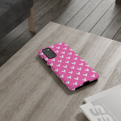 Pink Glitter Hearts Pattern – Samsung Galaxy Case - BOGO Cases