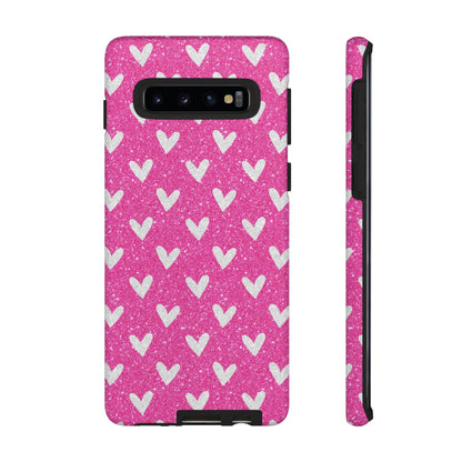 Pink Glitter Hearts Pattern – Samsung Galaxy Case - BOGO Cases
