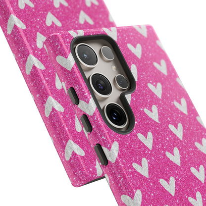Pink Glitter Hearts Pattern – Samsung Galaxy Case - BOGO Cases