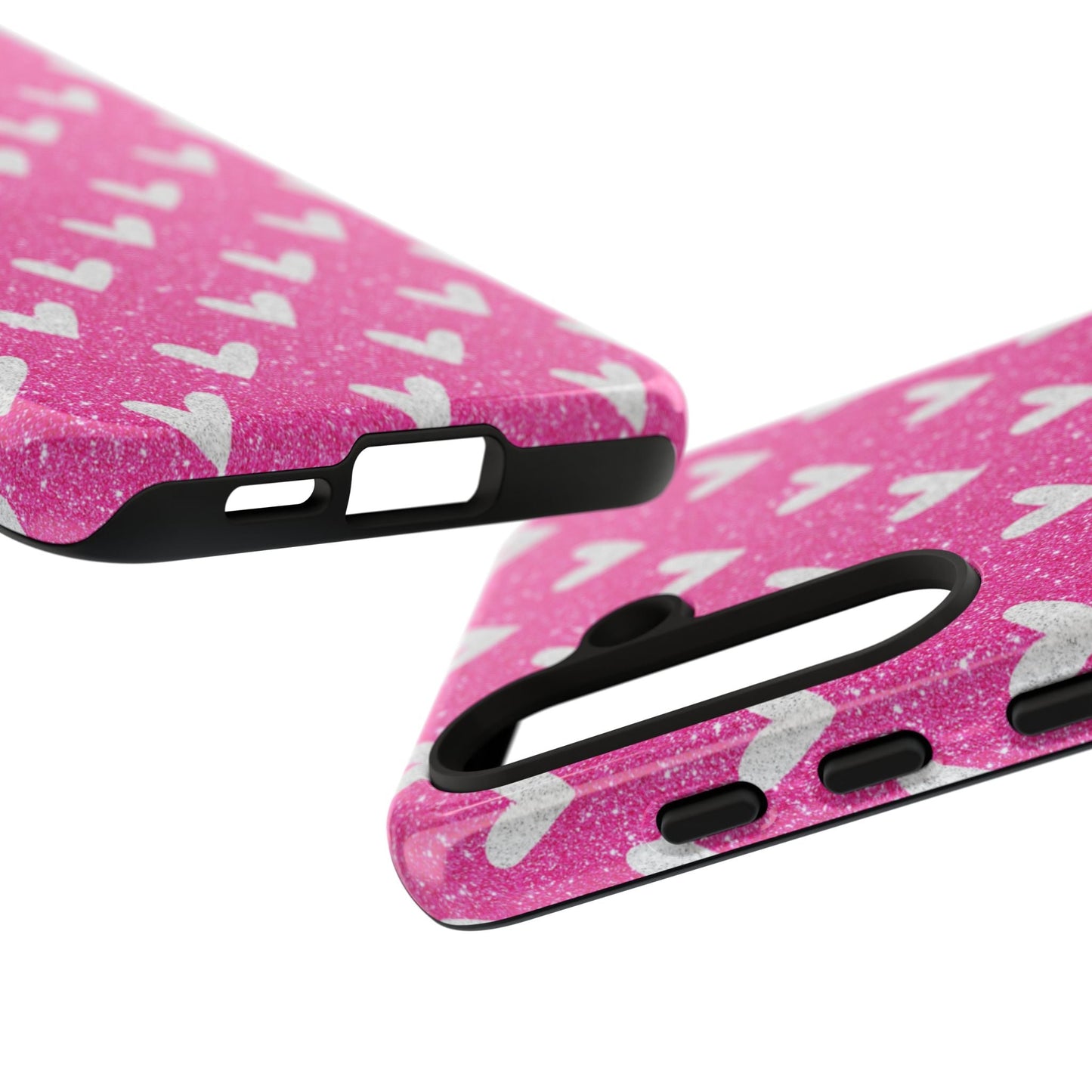 Pink Glitter Hearts Pattern – Samsung Galaxy Case - BOGO Cases