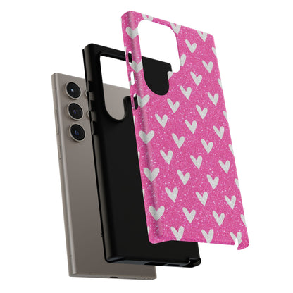 Pink Glitter Hearts Pattern – Samsung Galaxy Case - BOGO Cases