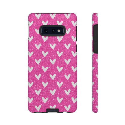 Pink Glitter Hearts Pattern – Samsung Galaxy Case - BOGO Cases