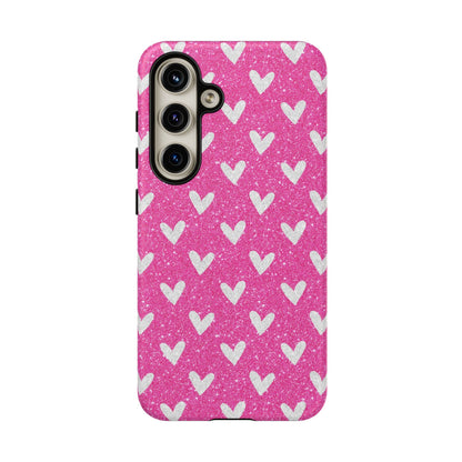 Pink Glitter Hearts Pattern – Samsung Galaxy Case - BOGO Cases