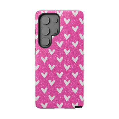 Pink Glitter Hearts Pattern – Samsung Galaxy Case - BOGO Cases