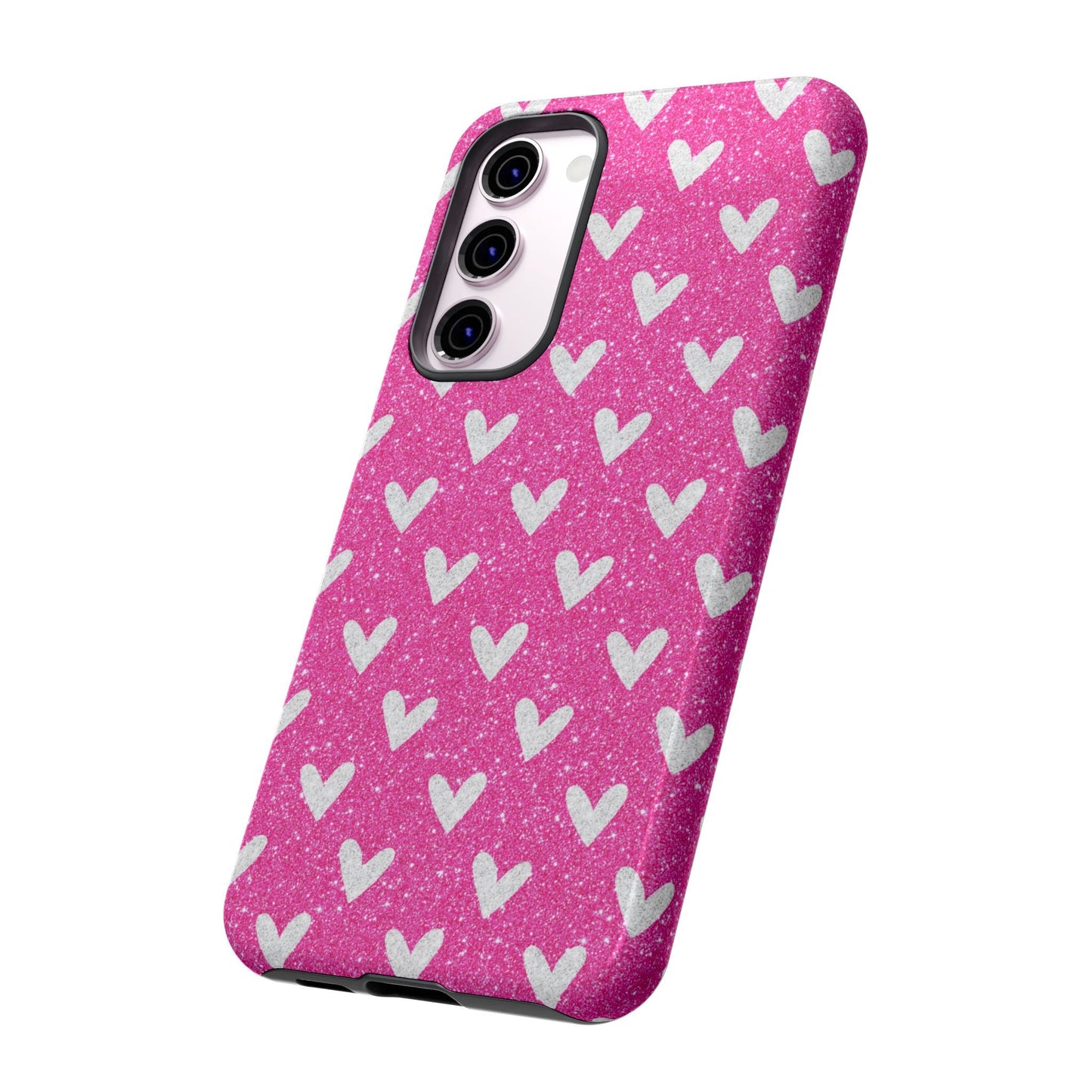 Pink Glitter Hearts Pattern – Samsung Galaxy Case - BOGO Cases