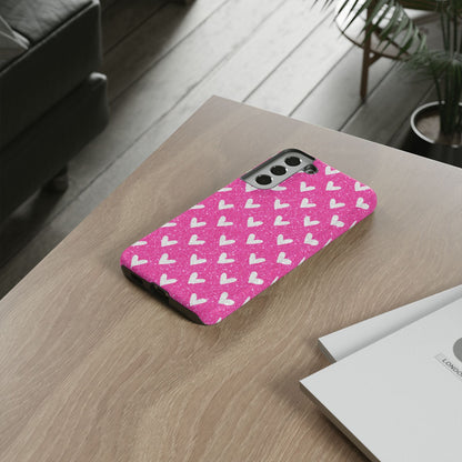 Pink Glitter Hearts Pattern – Samsung Galaxy Case - BOGO Cases
