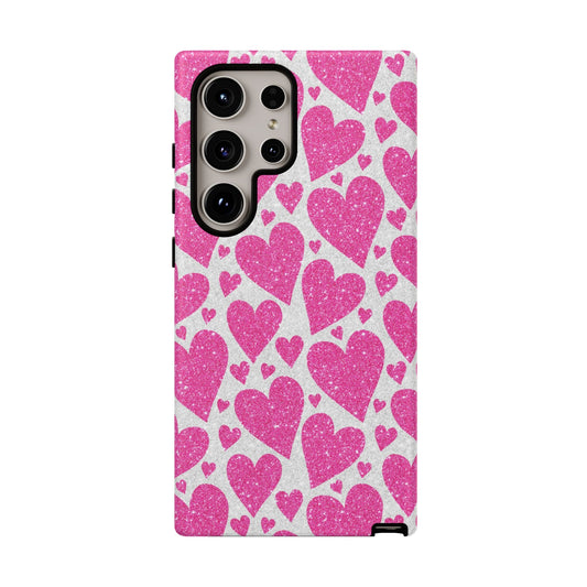 Pink Glitter Hearts Pattern - Samsung Galaxy Case - BOGO Cases