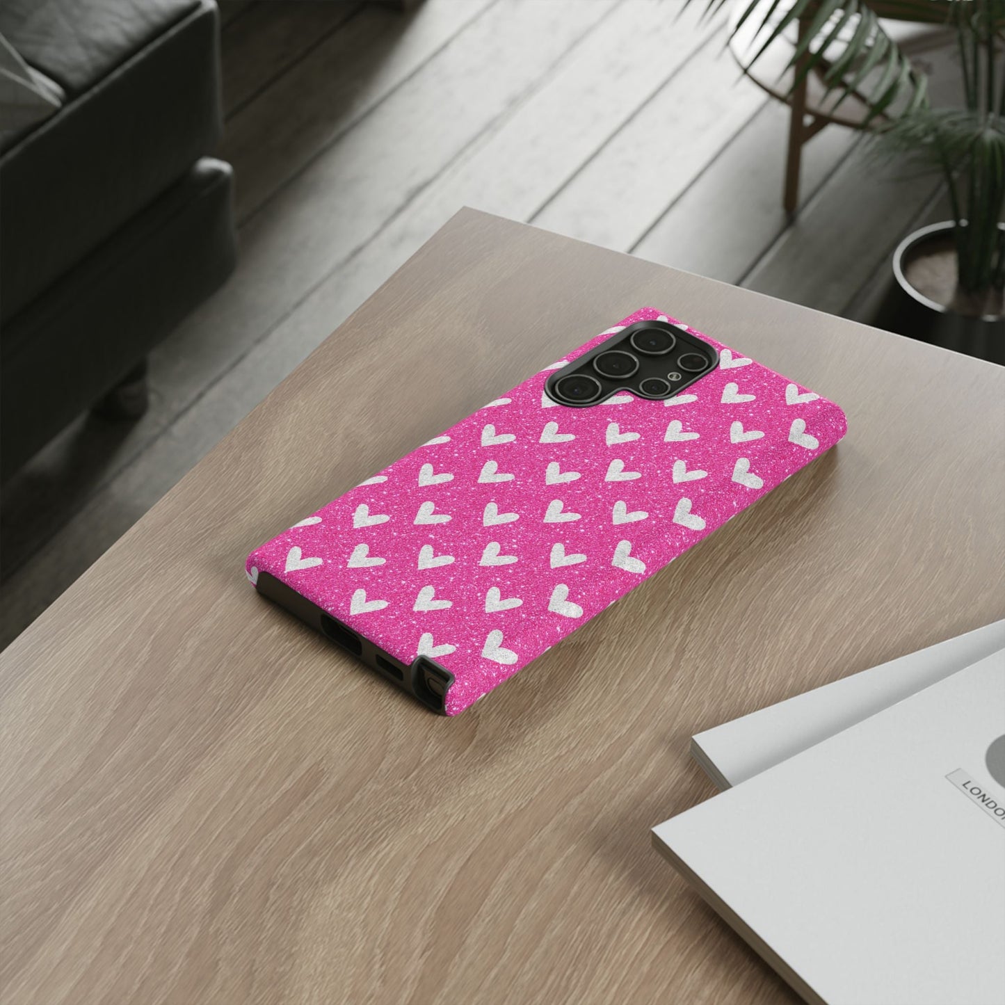 Pink Glitter Hearts Pattern – Samsung Galaxy Case - BOGO Cases