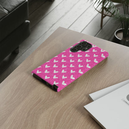 Pink Glitter Hearts Pattern – Samsung Galaxy Case - BOGO Cases
