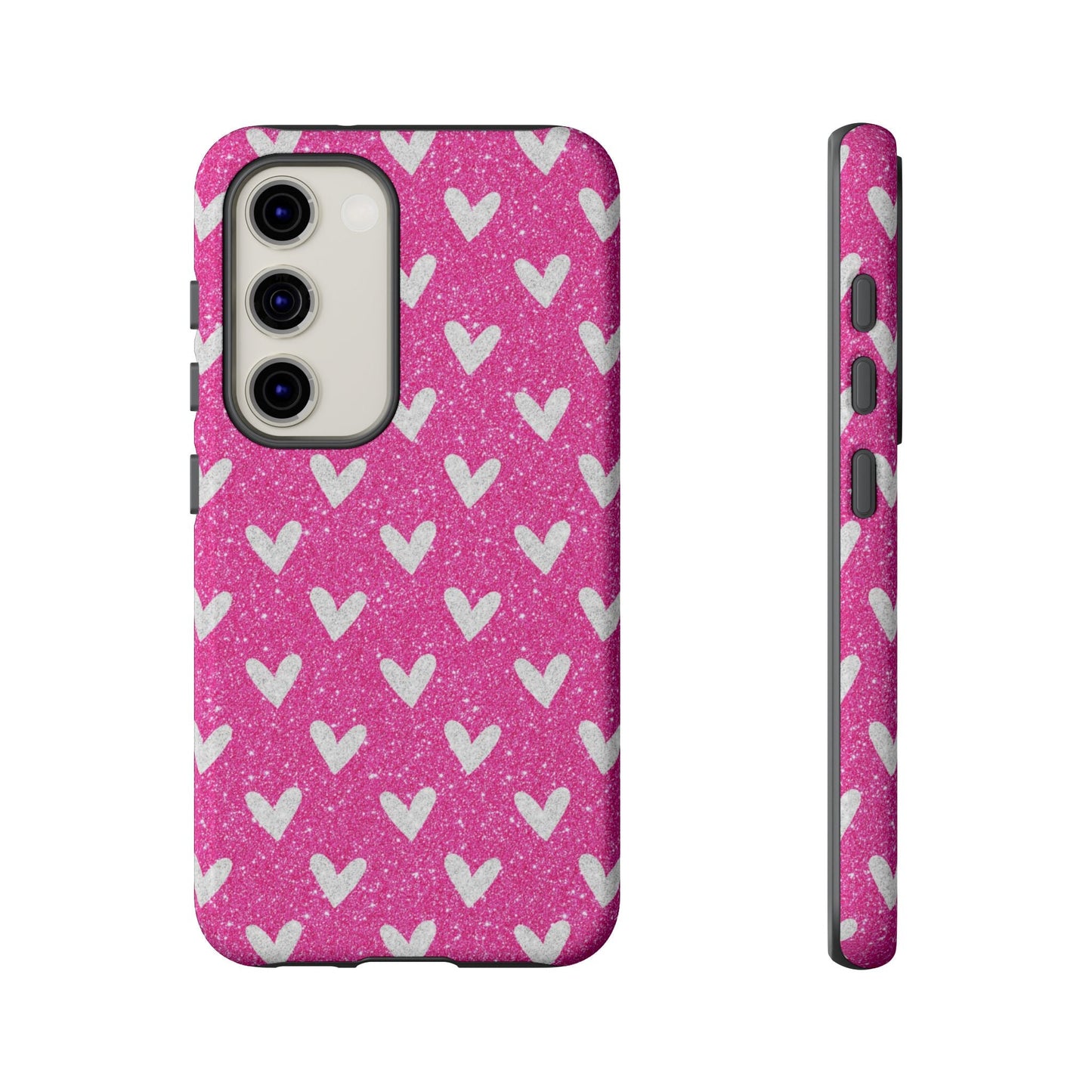 Pink Glitter Hearts Pattern – Samsung Galaxy Case - BOGO Cases