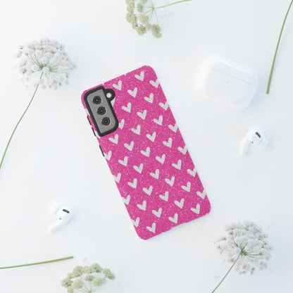 Pink Glitter Hearts Pattern – Samsung Galaxy Case - BOGO Cases