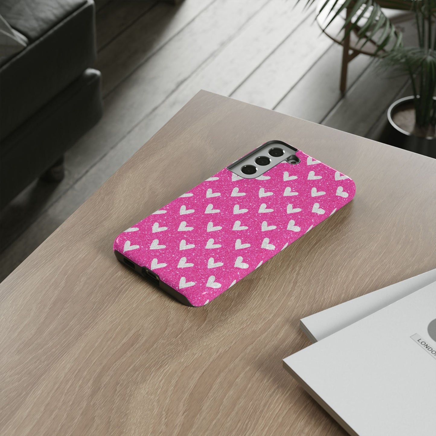 Pink Glitter Hearts Pattern – Samsung Galaxy Case - BOGO Cases