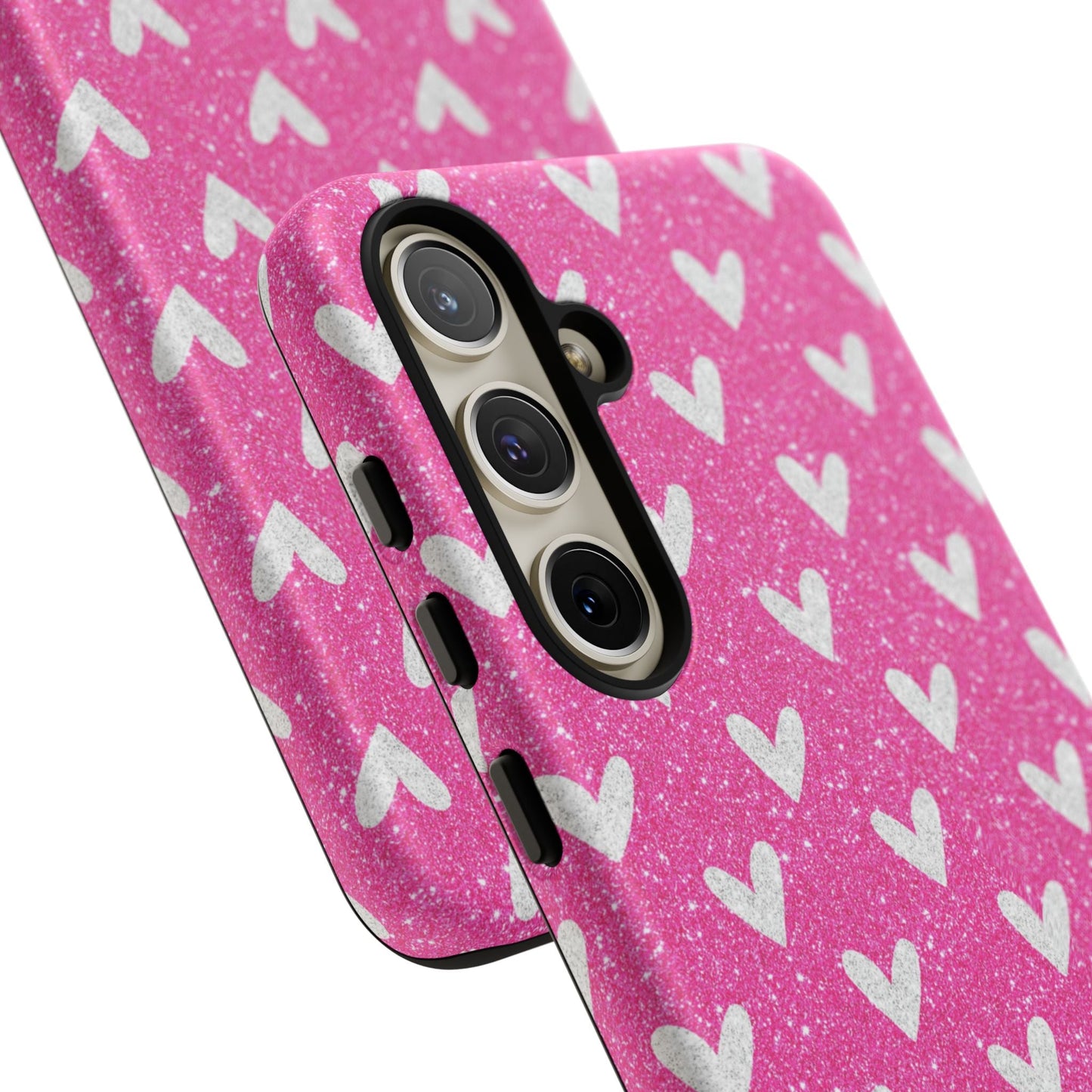 Pink Glitter Hearts Pattern – Samsung Galaxy Case - BOGO Cases