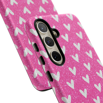 Pink Glitter Hearts Pattern – Samsung Galaxy Case - BOGO Cases