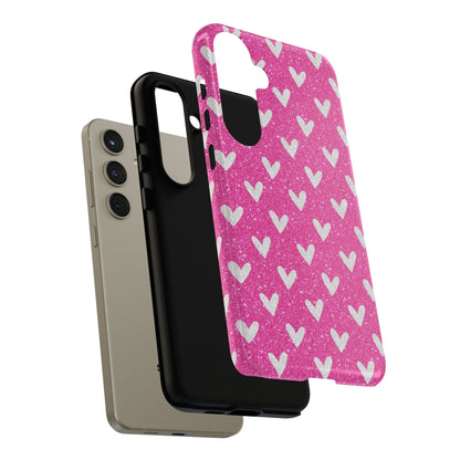 Pink Glitter Hearts Pattern – Samsung Galaxy Case - BOGO Cases