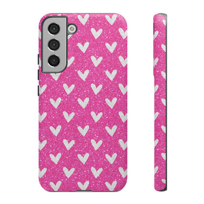 Pink Glitter Hearts Pattern – Samsung Galaxy Case - BOGO Cases