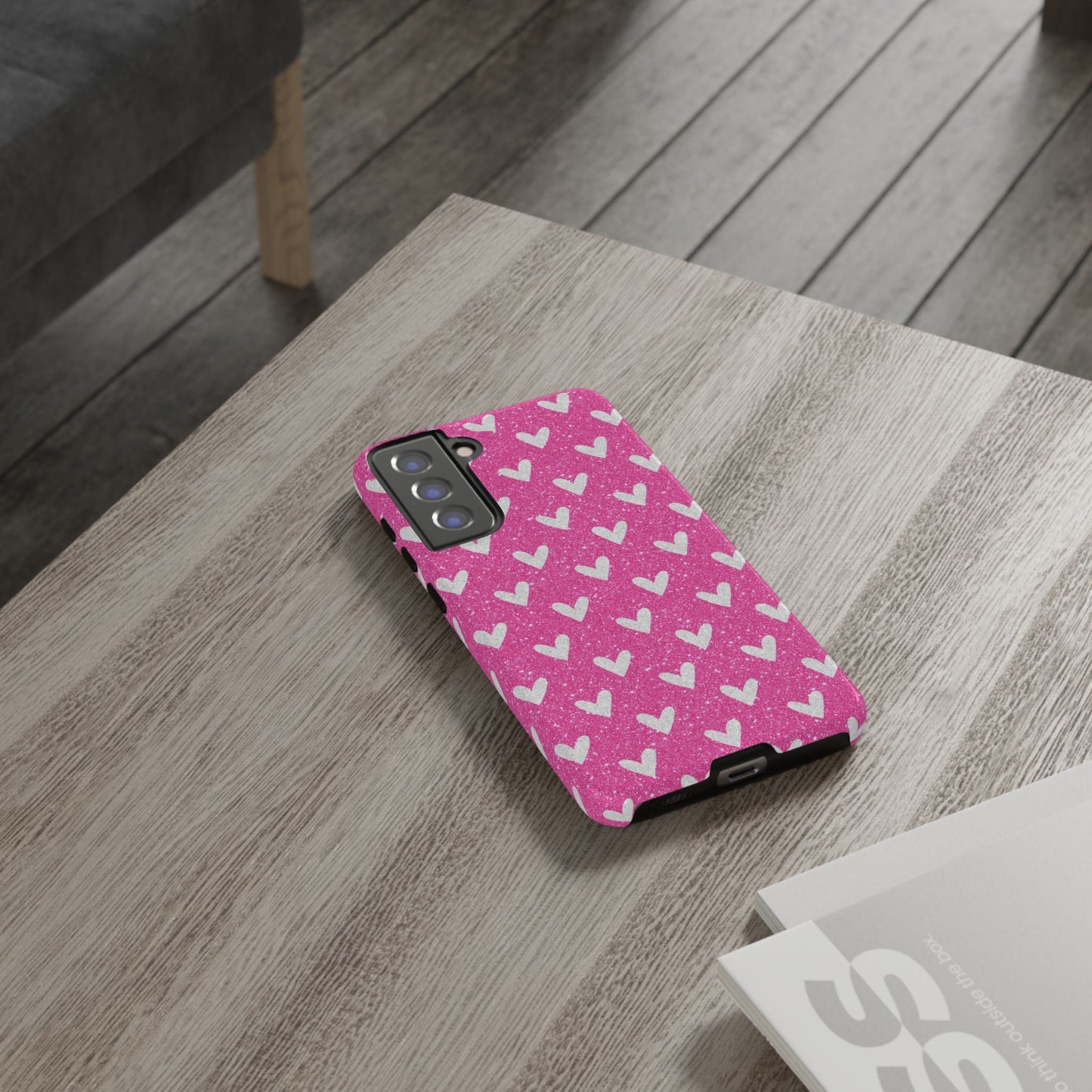 Pink Glitter Hearts Pattern – Samsung Galaxy Case - BOGO Cases