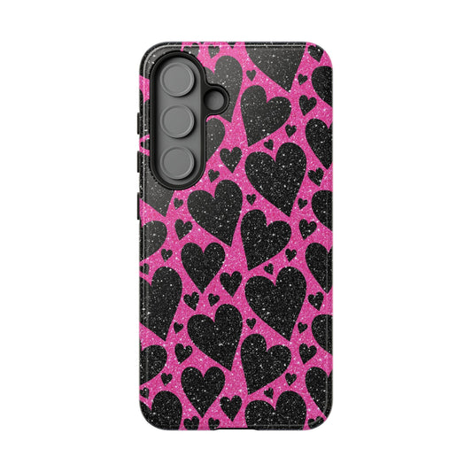 Pink Glitter Hearts Samsung Galaxy Case - BOGO Cases
