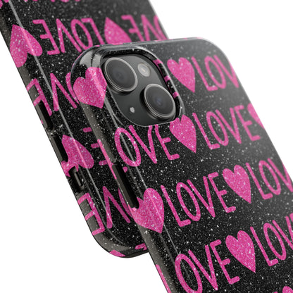 Pink Glitter Love iPhone Case - BOGO Cases