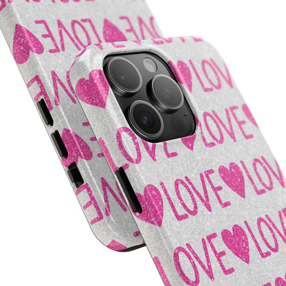 Pink Glitter Love Pattern – iPhone Series Case - BOGO Cases