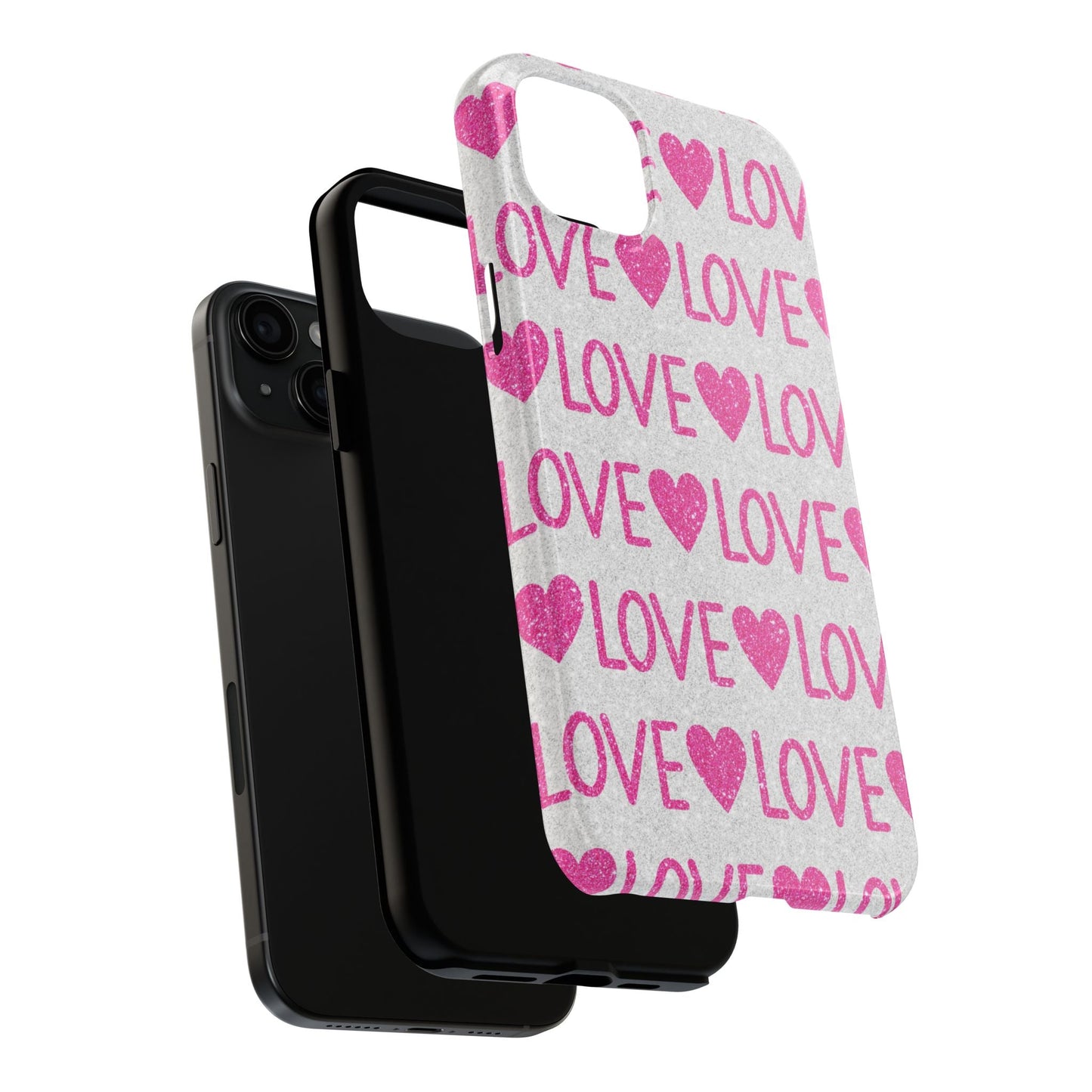 Pink Glitter Love Pattern – iPhone Series Case - BOGO Cases