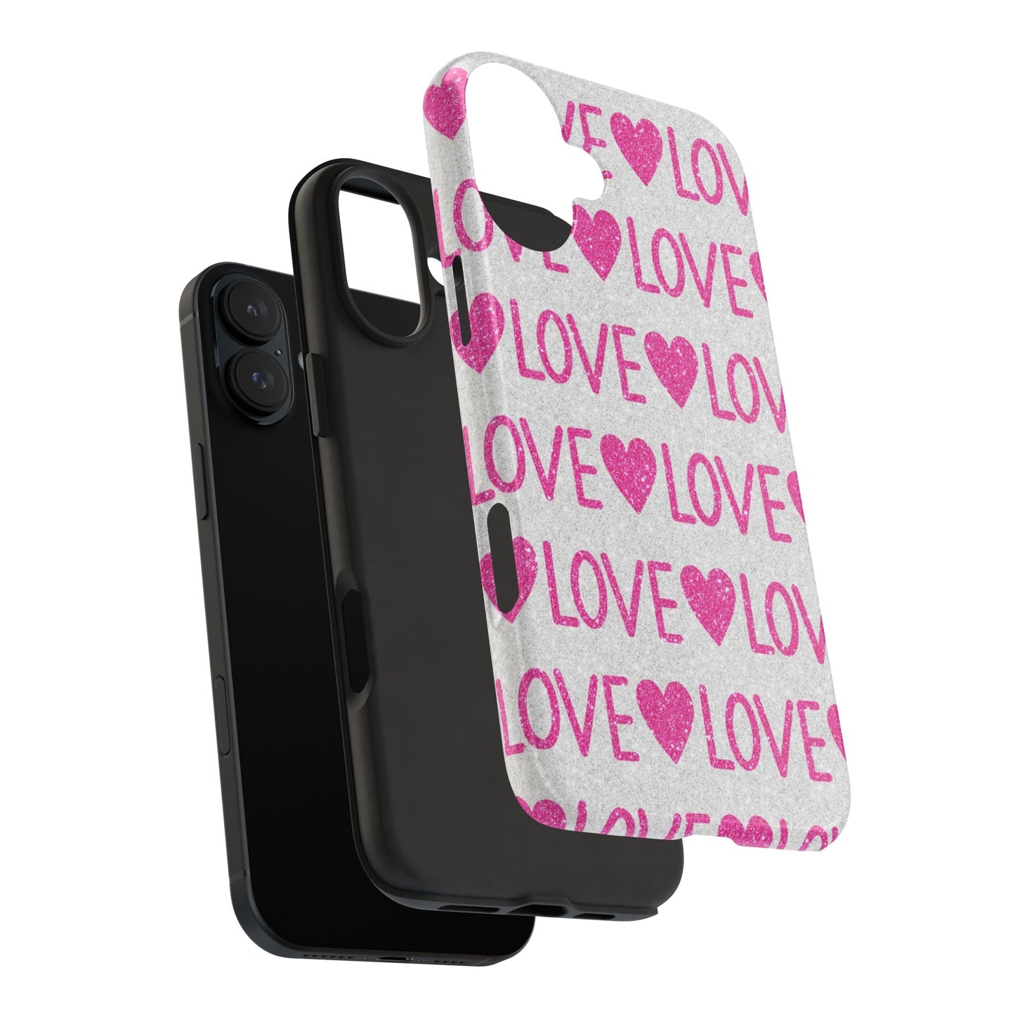Pink Glitter Love Pattern – iPhone Series Case - BOGO Cases