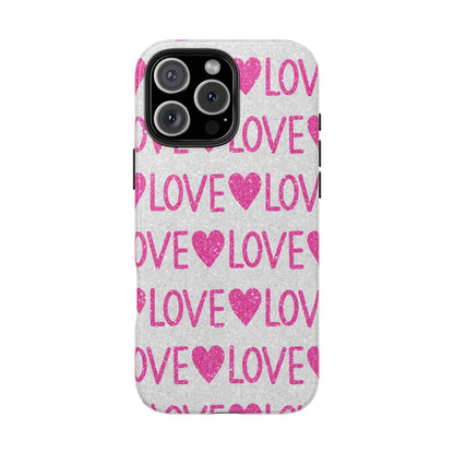 Pink Glitter Love Pattern – iPhone Series Case - BOGO Cases