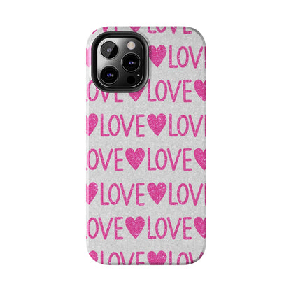 Pink Glitter Love Pattern – iPhone Series Case - BOGO Cases