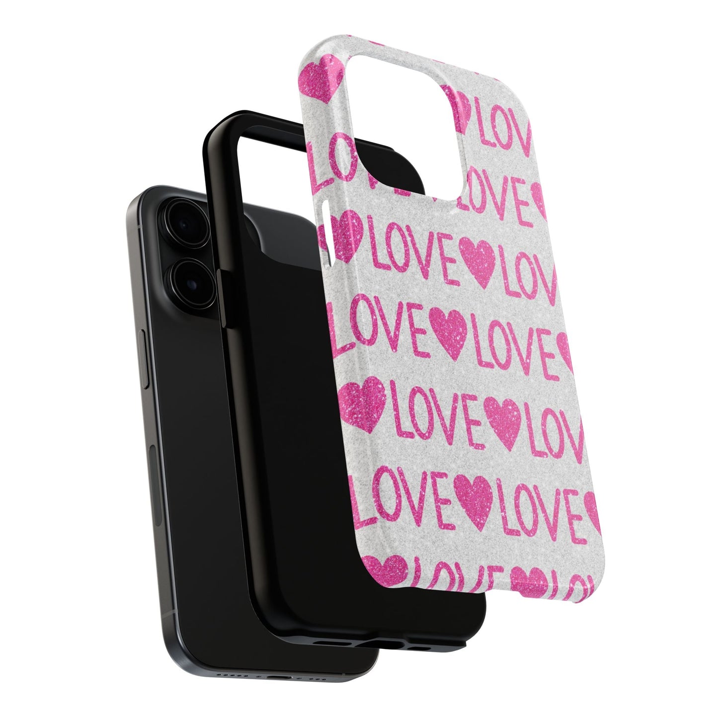 Pink Glitter Love Pattern – iPhone Series Case - BOGO Cases