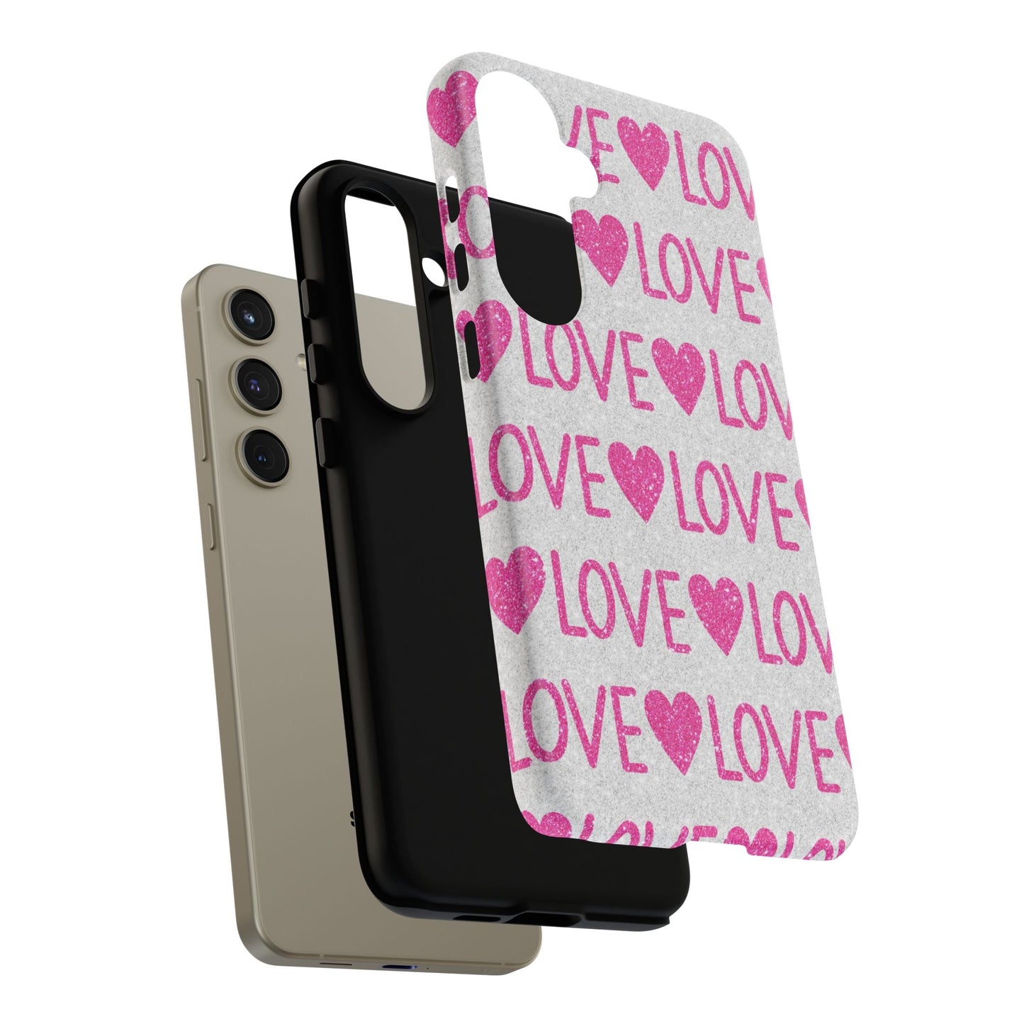Pink Glitter Love Pattern – Samsung Galaxy Case - BOGO Cases