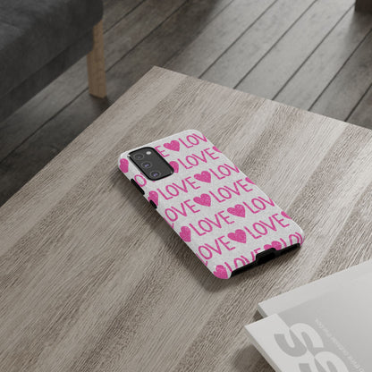 Pink Glitter Love Pattern – Samsung Galaxy Case - BOGO Cases