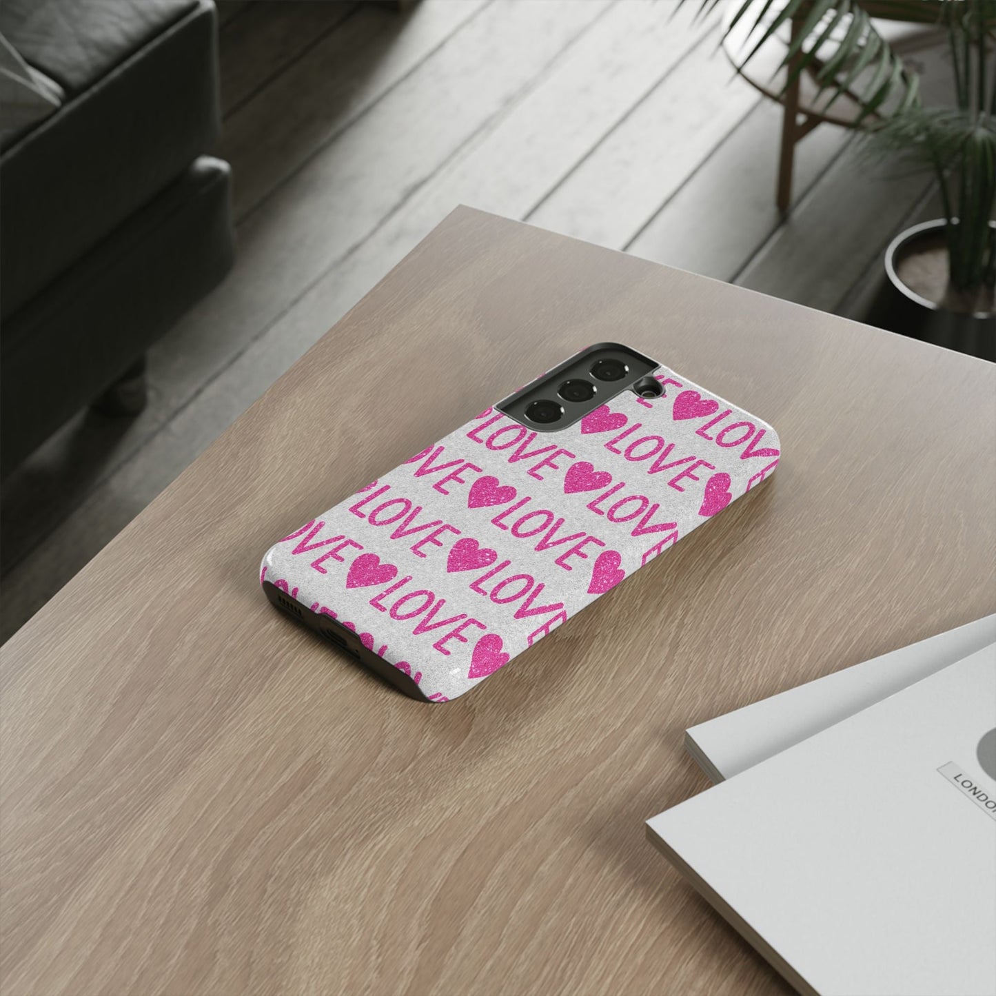 Pink Glitter Love Pattern – Samsung Galaxy Case - BOGO Cases