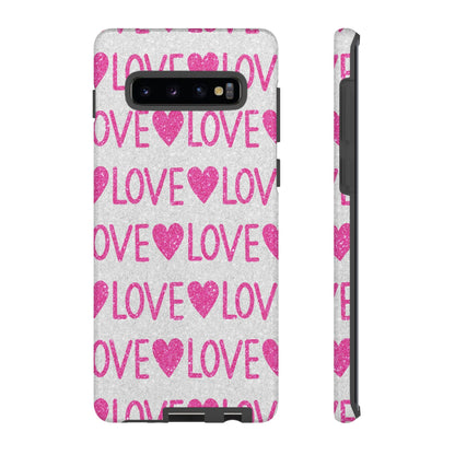Pink Glitter Love Pattern – Samsung Galaxy Case - BOGO Cases