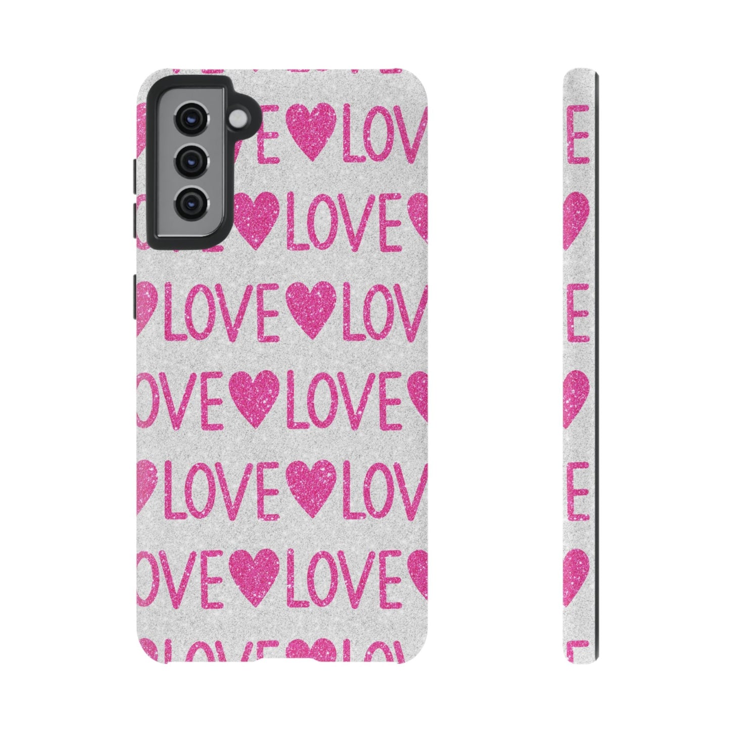 Pink Glitter Love Pattern – Samsung Galaxy Case - BOGO Cases