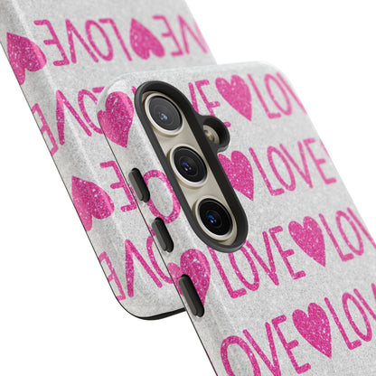 Pink Glitter Love Pattern – Samsung Galaxy Case - BOGO Cases