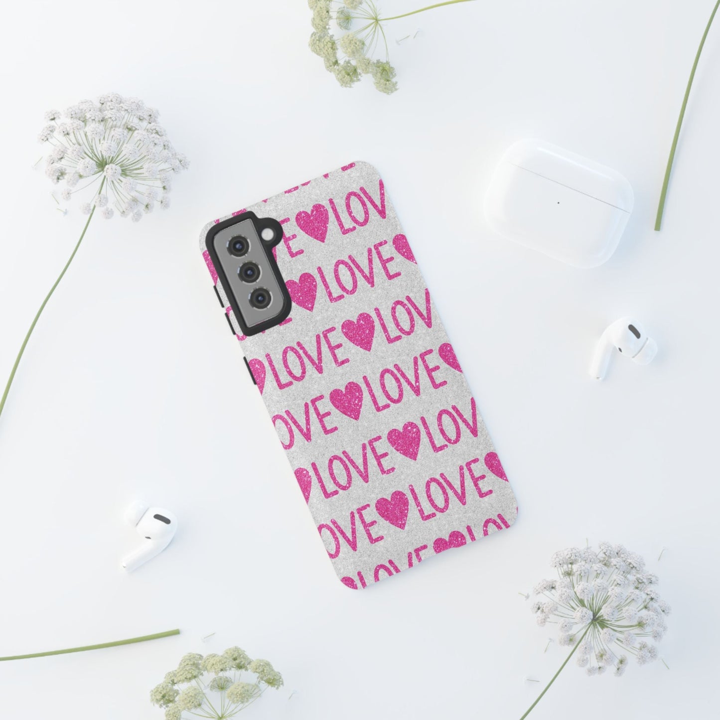 Pink Glitter Love Pattern – Samsung Galaxy Case - BOGO Cases