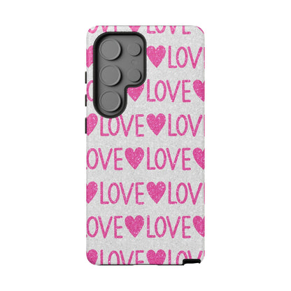 Pink Glitter Love Pattern – Samsung Galaxy Case - BOGO Cases