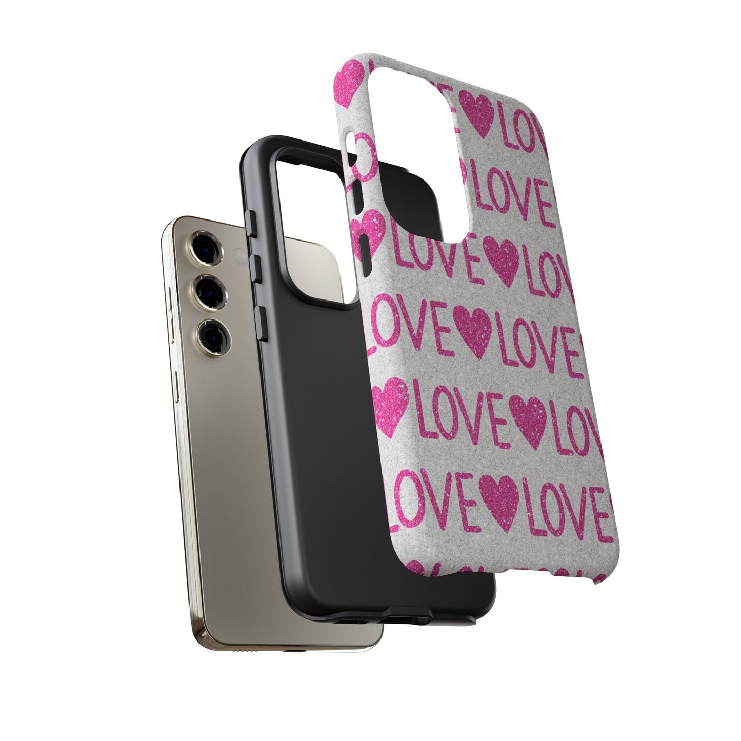 Pink Glitter Love Pattern – Samsung Galaxy Case - BOGO Cases