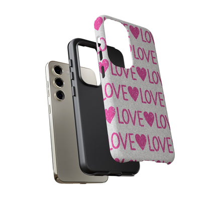 Pink Glitter Love Pattern – Samsung Galaxy Case - BOGO Cases