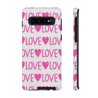 Pink Glitter Love Pattern – Samsung Galaxy Case - BOGO Cases