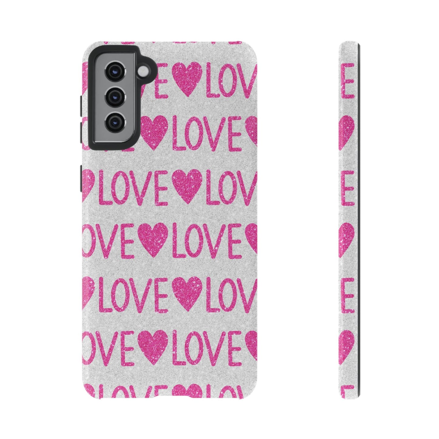 Pink Glitter Love Pattern – Samsung Galaxy Case - BOGO Cases