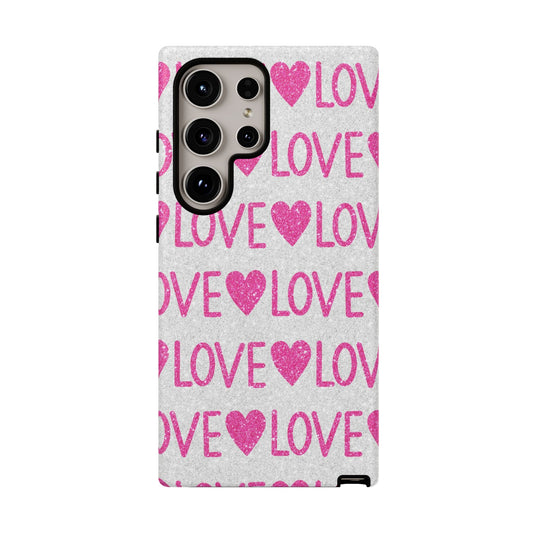Pink Glitter Love Pattern – Samsung Galaxy Case - BOGO Cases