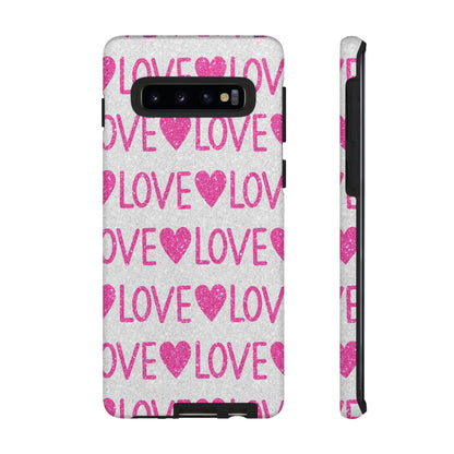 Pink Glitter Love Pattern – Samsung Galaxy Case - BOGO Cases