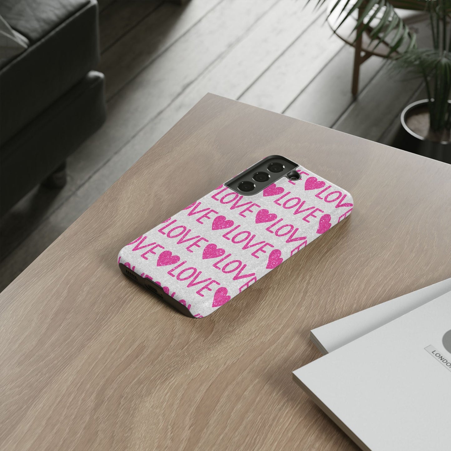 Pink Glitter Love Pattern – Samsung Galaxy Case - BOGO Cases
