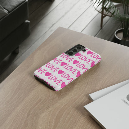 Pink Glitter Love Pattern – Samsung Galaxy Case - BOGO Cases