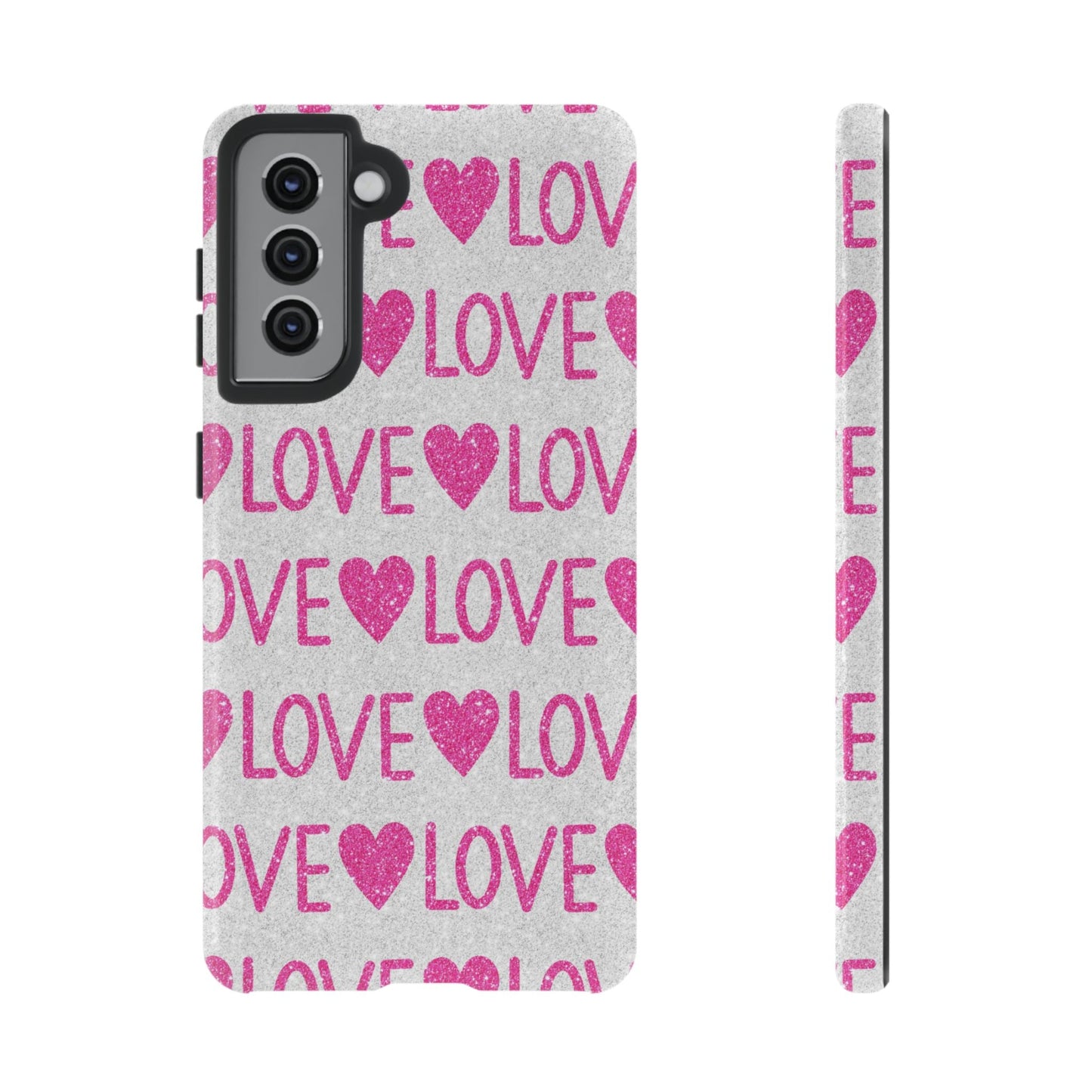 Pink Glitter Love Pattern – Samsung Galaxy Case - BOGO Cases