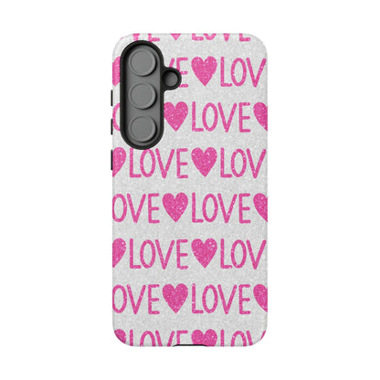 Pink Glitter Love Pattern – Samsung Galaxy Case - BOGO Cases